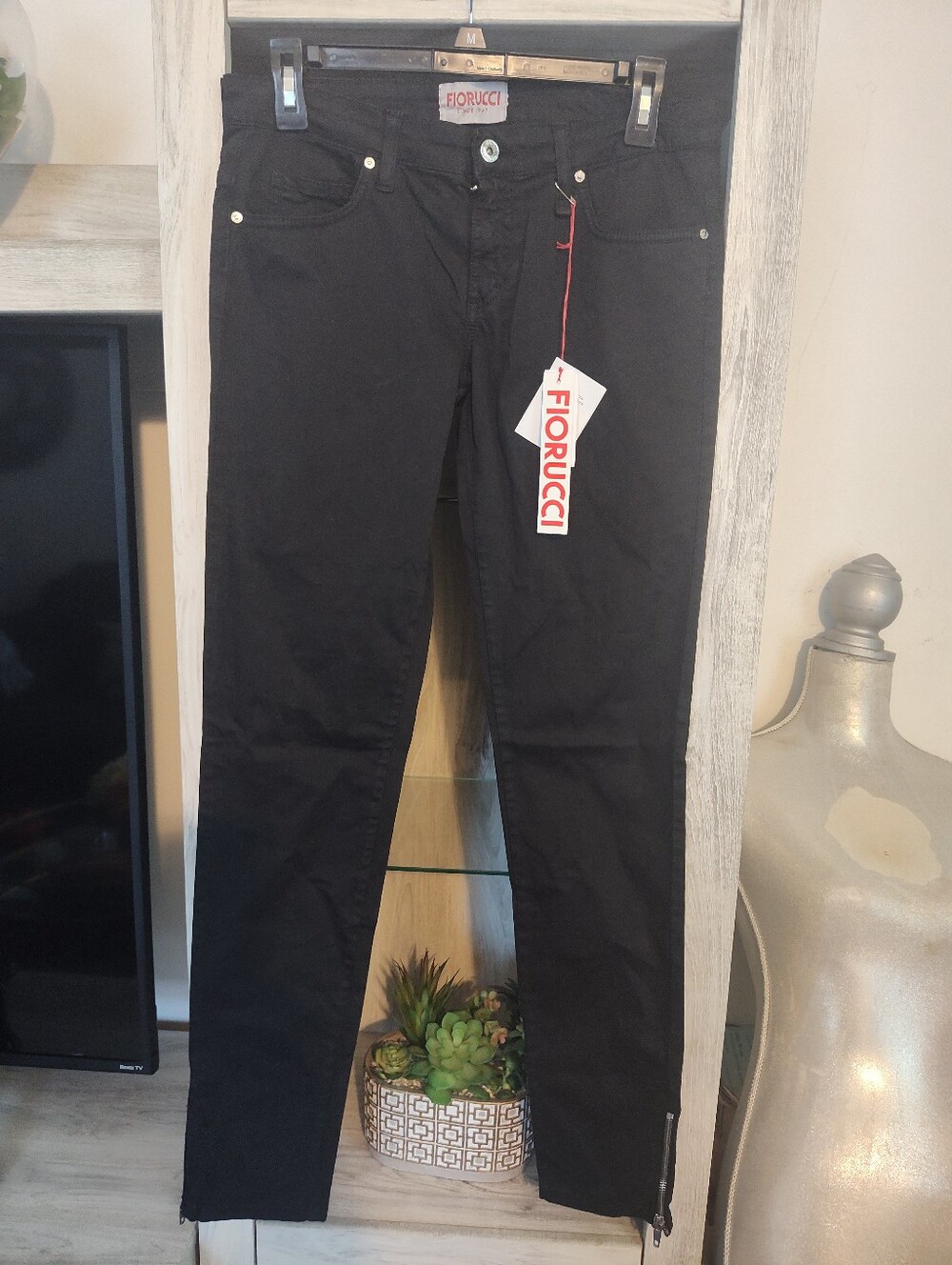 Fiorucci Men's Black Slim Straight Jeans with Hem Zips SZ 30 *32